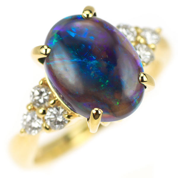 K18YG Black Opal Diamond Ring 2.60ct D0.36ct 