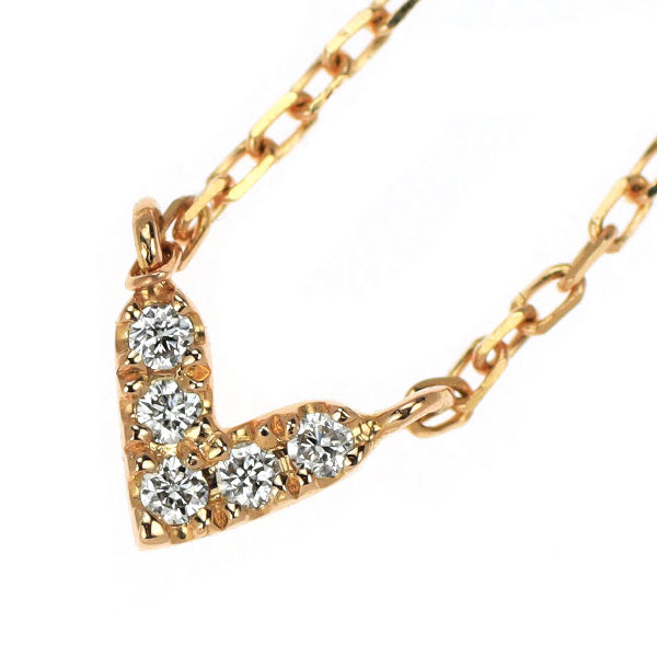 AHKAH K18PG Diamond Pendant Necklace Heart 