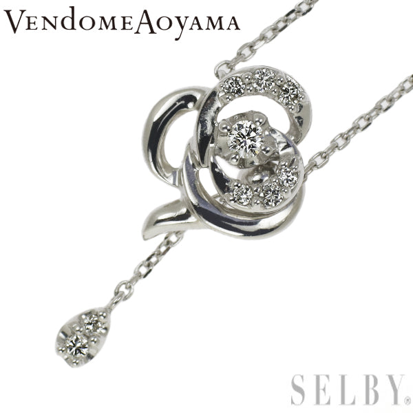 Vendome Aoyama K18WG Diamond Pendant Necklace Rose 