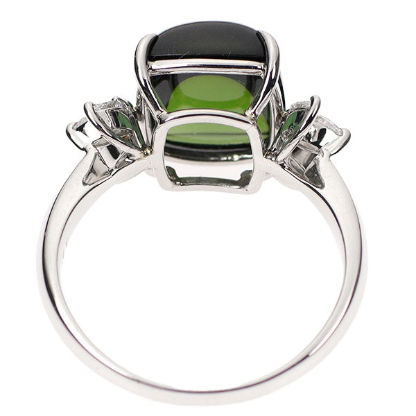 Pt900 Green Tourmaline Diamond Ring 7.05ct D0.37ct 