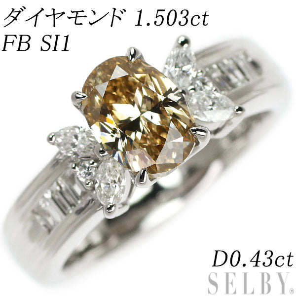 Pt900 Oval Diamond Ring 1.503ct FB SI1 D0.43ct 