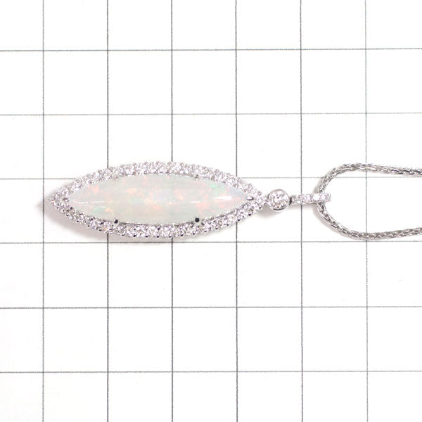 Pt Opal Diamond Pendant Necklace 5.14ct D0.90ct 