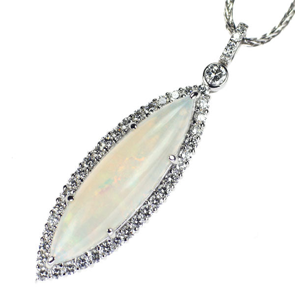 Pt Opal Diamond Pendant Necklace 5.14ct D0.90ct 