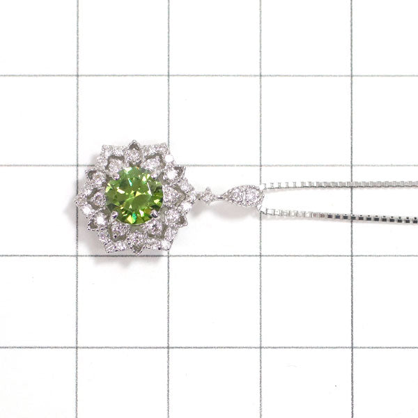 Rare Pt Demantoid Garnet Diamond Pendant Necklace 1.05ct D0.30ct 