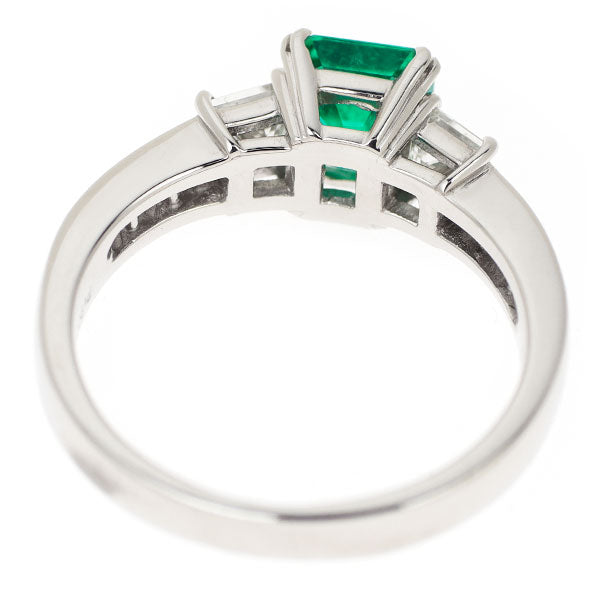 Pt900 Emerald Diamond Ring 1.08ct D1.13ct 