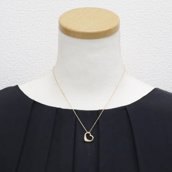 Tiffany K18YG Diamond Pendant Necklace Open Heart 