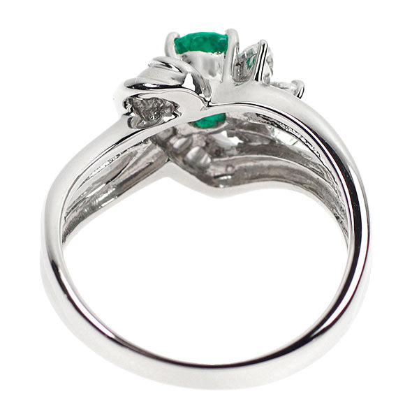 Pt900 Emerald Diamond Ring 0.53ct D0.50ct 