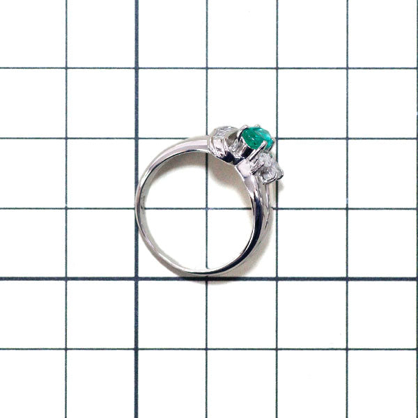Pt900 Emerald Diamond Ring 0.53ct D0.50ct 