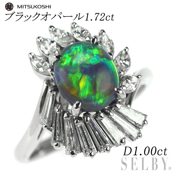 三越 Pt900 ブラックオパール ダイヤモンド リング 1.72ct D1.00ct ...