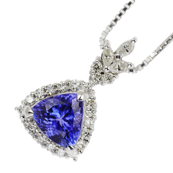 K18WG Tanzanite Diamond Pendant Necklace 1.34ct D0.30ct 