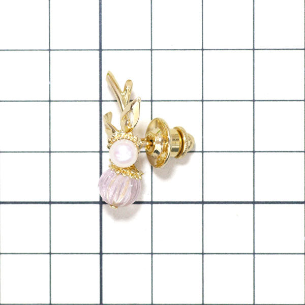 Mikimoto K18YG Akoya pearl rose quartz brooch diameter approx. 5.4mm plant 