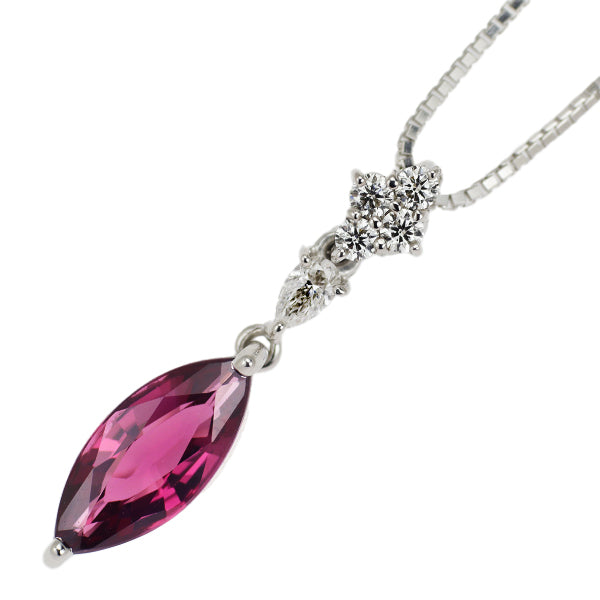 K18WG Purple Spinel Diamond Pendant Necklace 1.678ct D0.16ct 