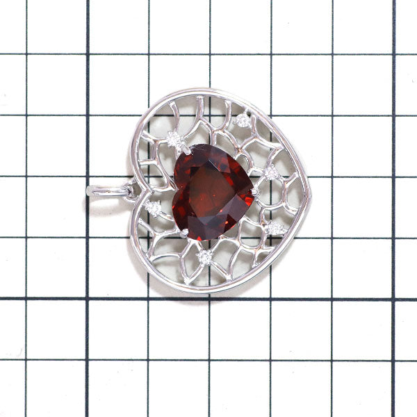 K18WG Spessartine Garnet Diamond Pendant Top 11.26ct D0.25ct 