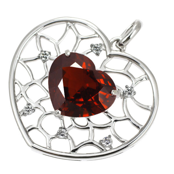 K18WG Spessartine Garnet Diamond Pendant Top 11.26ct D0.25ct 