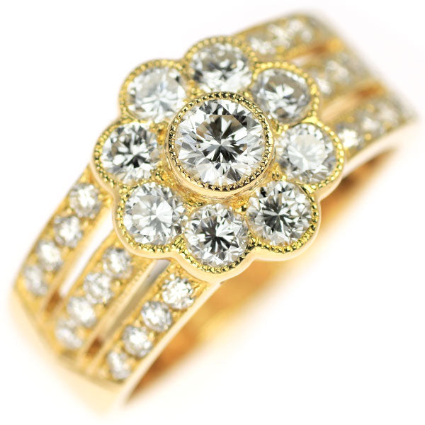 Ponte Vecchio K18YG Diamond Ring 1.20ct Flower 