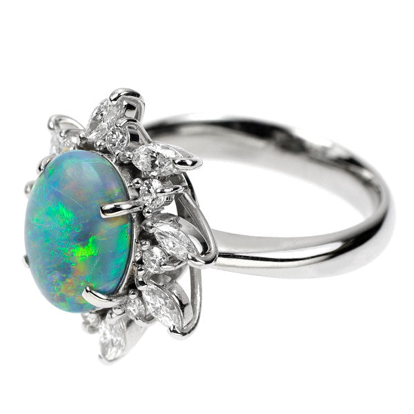 Pt900 Black Opal Diamond Ring 2.34ct D0.82ct 