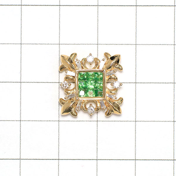 K18YG Grossularite Garnet Diamond Pendant Top 0.63ct D0.22ct 