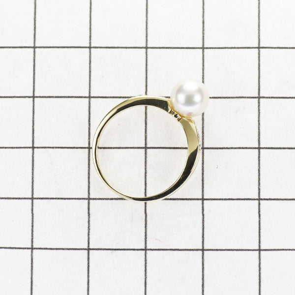 MIKIMOTO K18YG Akoya pearl diamond ring, diameter approx. 6.8mm 