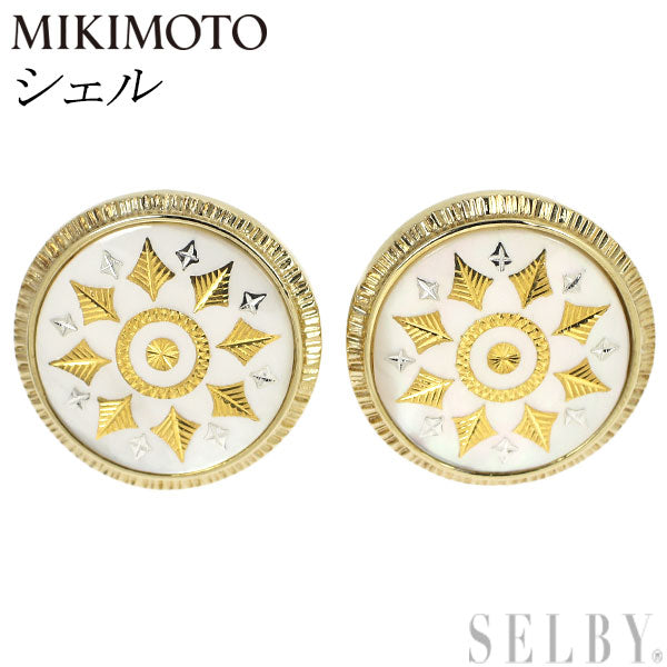 Mikimoto K18YG Shell Cufflinks Pikwe Rare Pair 