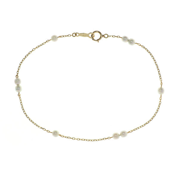 MIKIMOTO K14YG Akoya Baby Pearl Bracelet, Diameter approx. 3.2-3.4mm, Station 