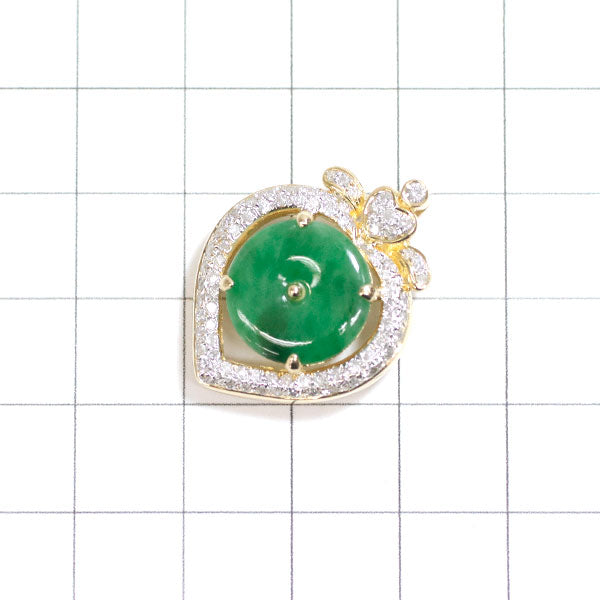 K18YG/WG Jade Diamond Pendant Top Overseas Vintage Product 