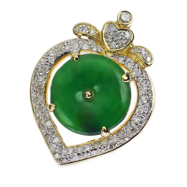 K18YG/WG Jade Diamond Pendant Top Overseas Vintage Product 