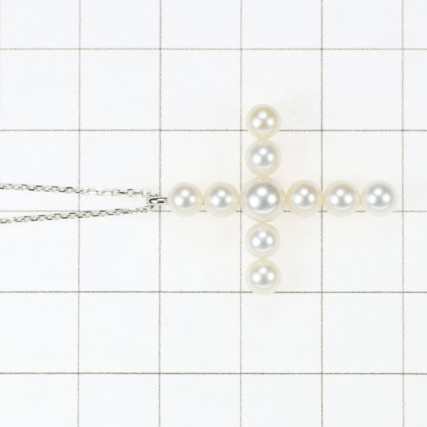 Tasaki Pearl x Noevir K18WG Akoya Baby Pearl Pendant Necklace Diameter approx. 4.3-5.5mm Cross 