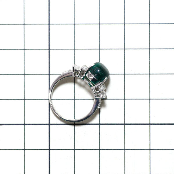 Pt900 Colombian Trapiche Emerald Diamond Ring 4.22ct D1.06ct 