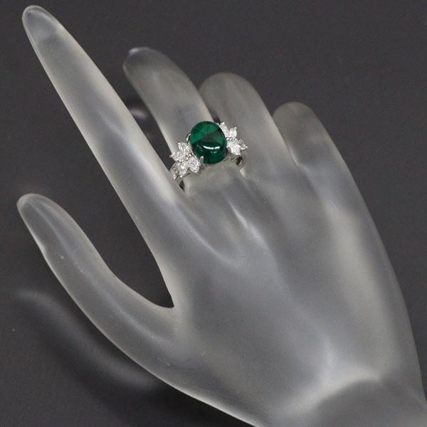 Pt900 Colombian Trapiche Emerald Diamond Ring 4.22ct D1.06ct 