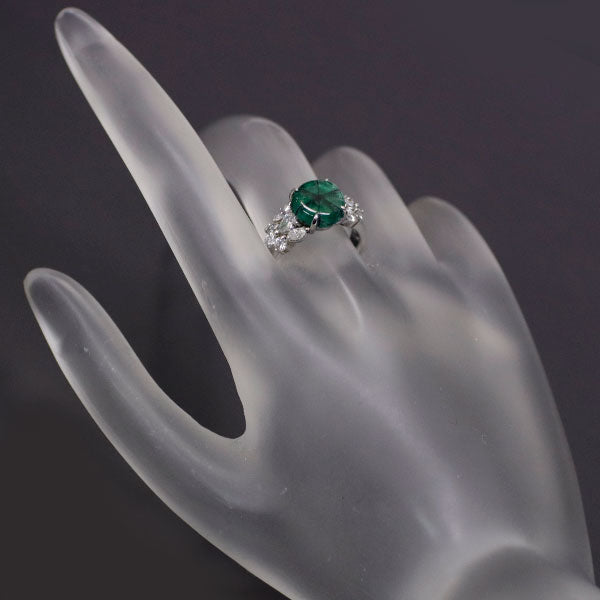 Pt900 Trapiche Emerald Diamond Ring 1.98ct D0.71ct 