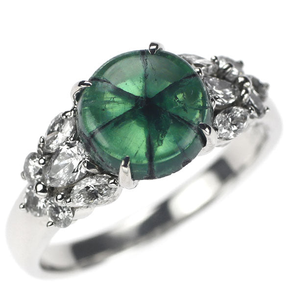 Pt900 Trapiche Emerald Diamond Ring 1.98ct D0.71ct 