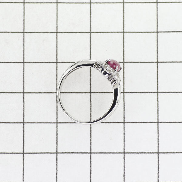 Pt900 Cabochon Ruby Diamond Ring D0.09ct 