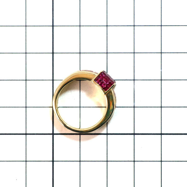 ジュエルスタジオ K18YG ルビー ピンクサファイア リング 1.43ct PS1.01ct  ミステリーセッティング