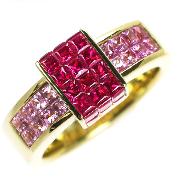 Jewel Studio K18YG Ruby Pink Sapphire Ring 1.43ct PS1.01ct Mystery Setting 