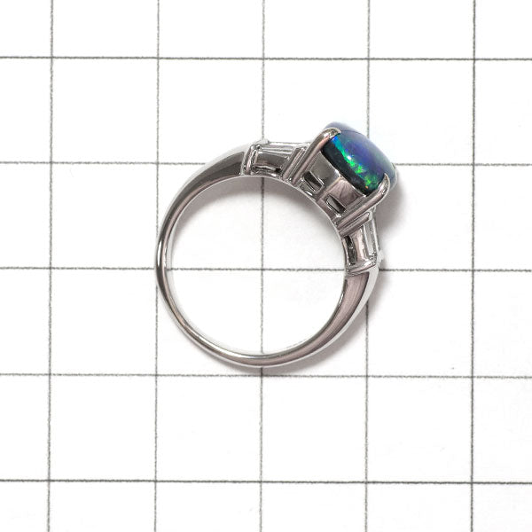 Pt900 ブラック オパール ダイヤモンド リング 1.97ct D0.40ct