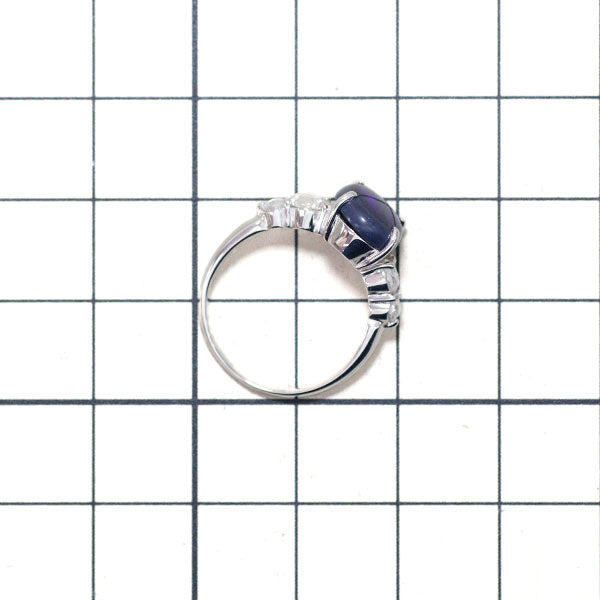 K18WG ブラックオパール ローズカットダイヤモンド リング 1.55ct D0.40ct