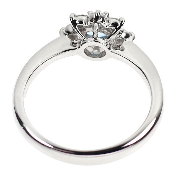 Pt900 Aquamarine Diamond Ring 0.28ct D0.37ct Flower 