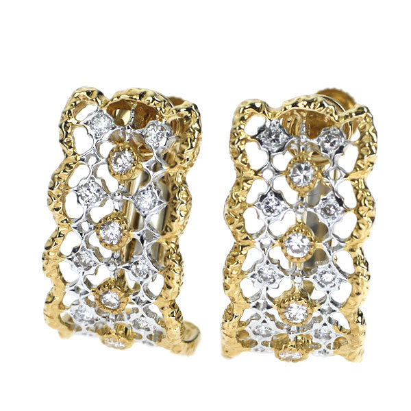 K18YG/WG Diamond Earrings 0.36ct Florence Carving 