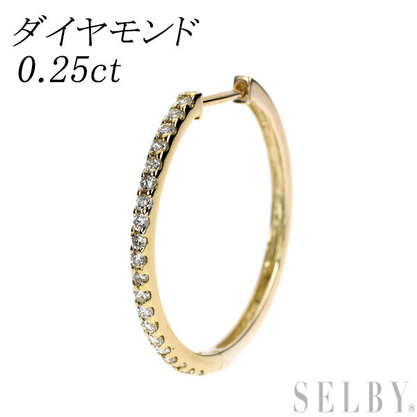 K18YG ダイヤモンド ピアス 0.25ct シングルピアス フープ 片側のみ ...