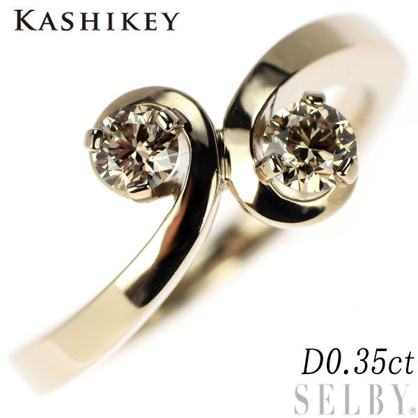 Kashikei K18BG brown diamond ring 0.35ct float 