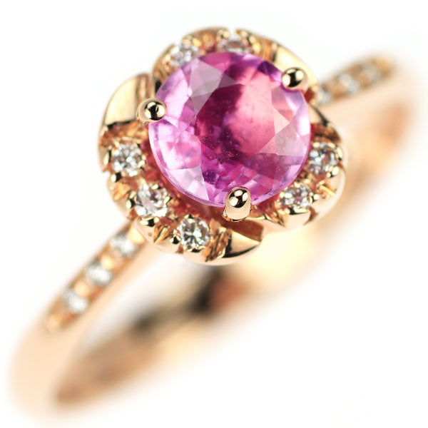 Ponte Vecchio K18PG Pink Sapphire Diamond Ring 0.63ct D0.08ct 