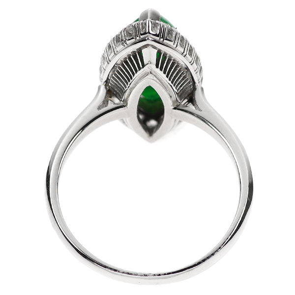 Pt850 Jade Diamond Ring Senbonkushi 