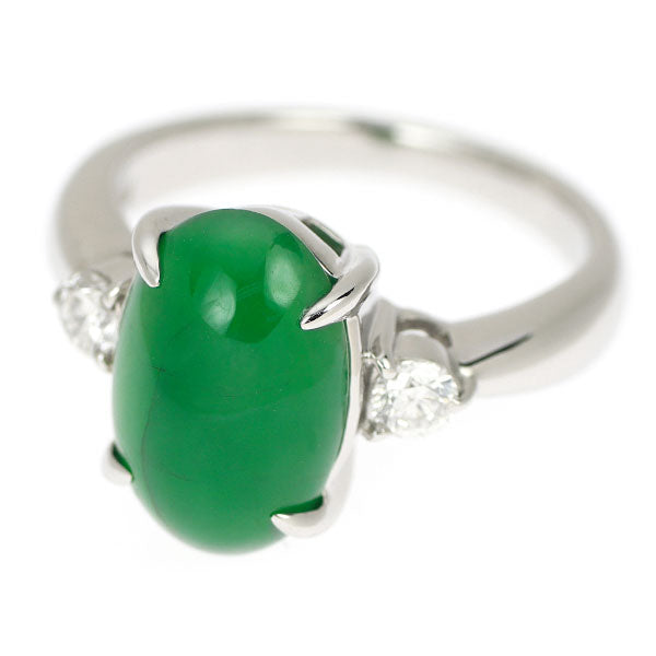 Pt900 Jade Diamond Ring 4.47ct D0.24ct 