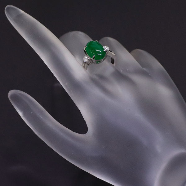 Pt900 Jade Diamond Ring 4.47ct D0.24ct 