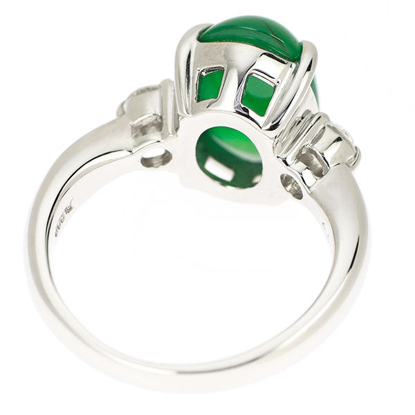 Pt900 Jade Diamond Ring 4.47ct D0.24ct 