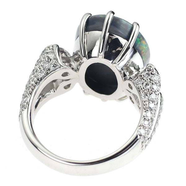 Pt900 ブラックオパール ダイヤモンド リング 6.98ct D1.18ct