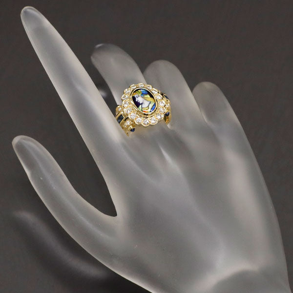 Mitsuo Kaji Enamel/K18YG Diamond Sapphire Ring 0.86ct S0.94ct 