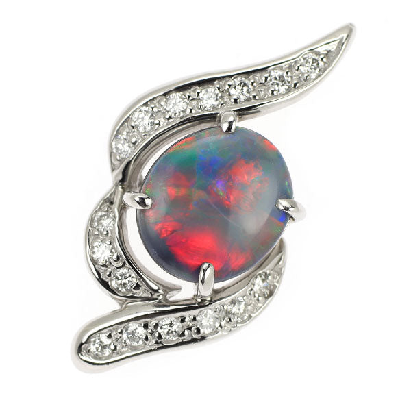 Pt900 Black Opal Diamond Pendant 1.28ct D0.16ct 