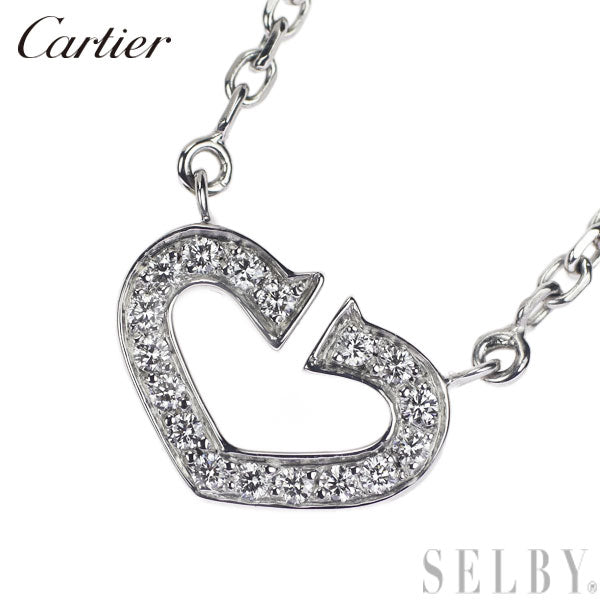 Cartier K18WG Diamond Pendant Necklace C Heart 