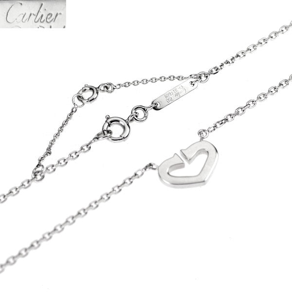 Cartier K18WG Diamond Pendant Necklace C Heart 